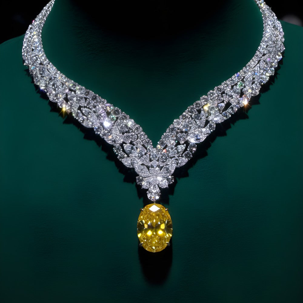 Fancy Yellow Oval Focal Diamond High Jewellery Necklace⁠