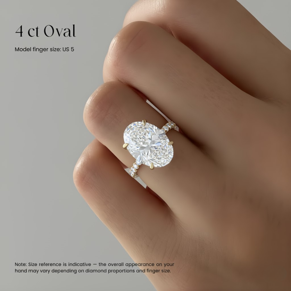 4 Carat Pave Lab Grown Diamond Engagement Ring in 18k Gold