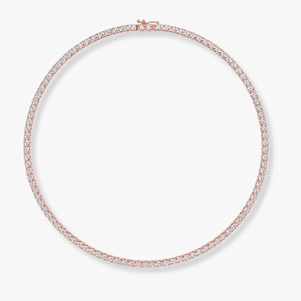 17.5 Carat Tennis Classic Lab Grown Diamond Necklace 18K Gold | 16.5 in ∼ 42.5 cm