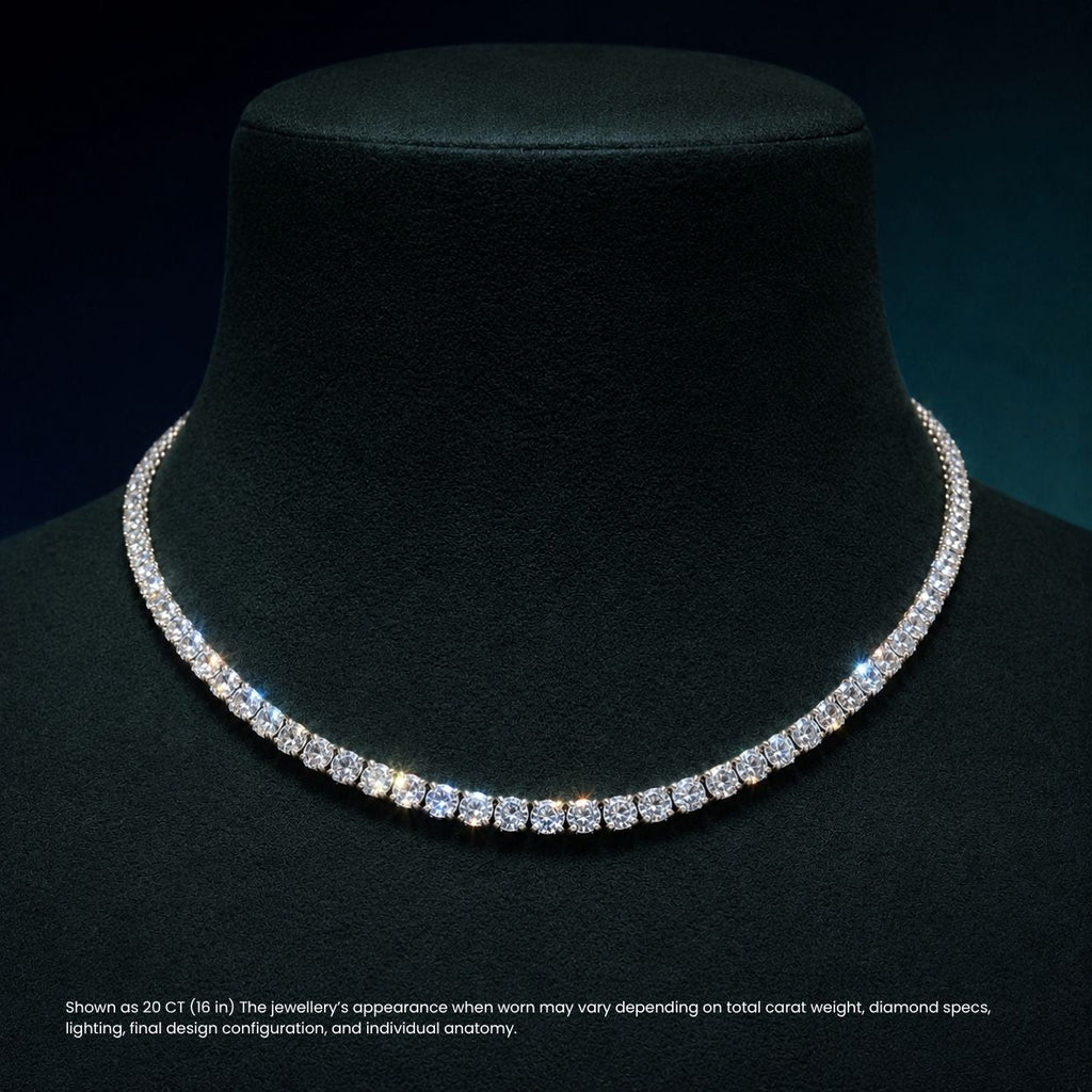 11 Carat Tennis Classic Lab Grown Diamond Necklace 18K Gold | 16.5 in ∼ 42.5 cm