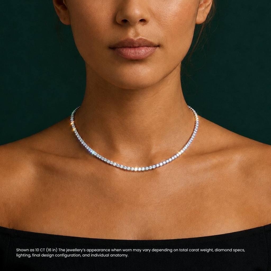 21 Carat Tennis Classic Lab Grown Diamond Necklace 18K Gold | 16.5 in ∼ 42.5 cm