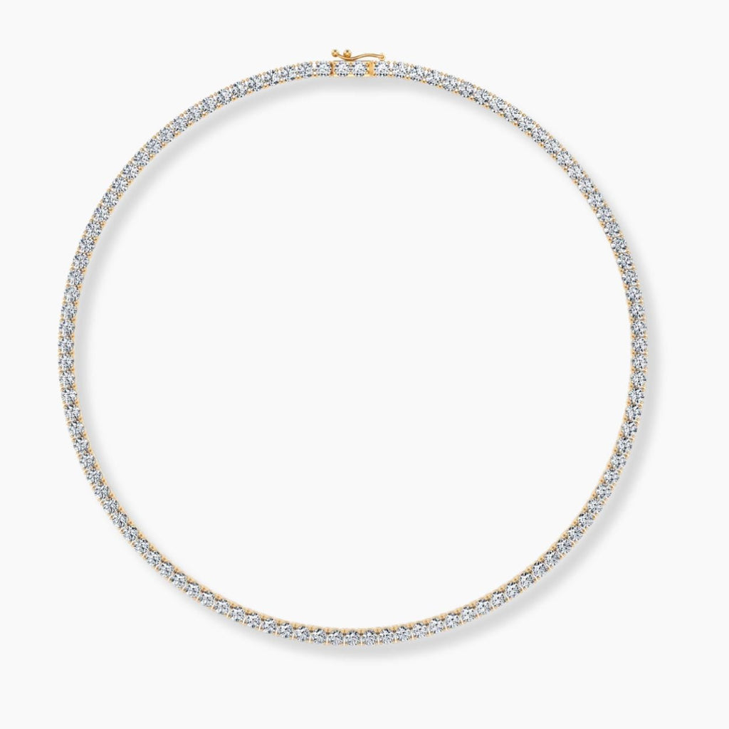 25 Carat Tennis Classic Lab Grown Diamond Necklace 18K Gold | 16.5 in ∼ 42.5 cm