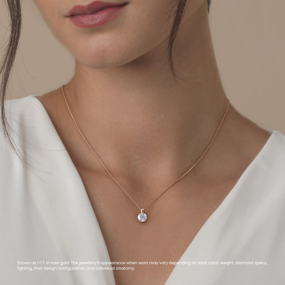 Round Diamond Solitaire Pendant Necklace⁠