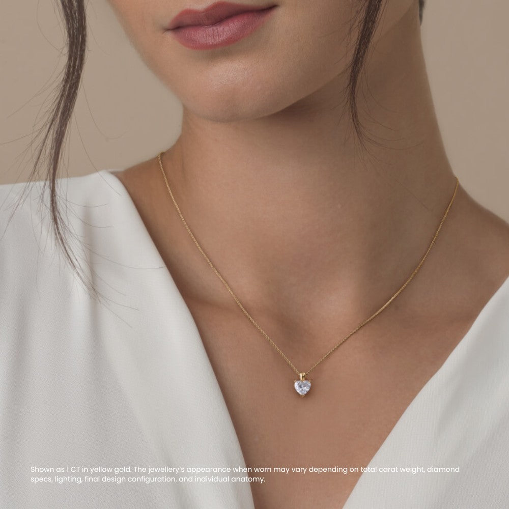 Heart Diamond Solitaire Pendant Necklace⁠