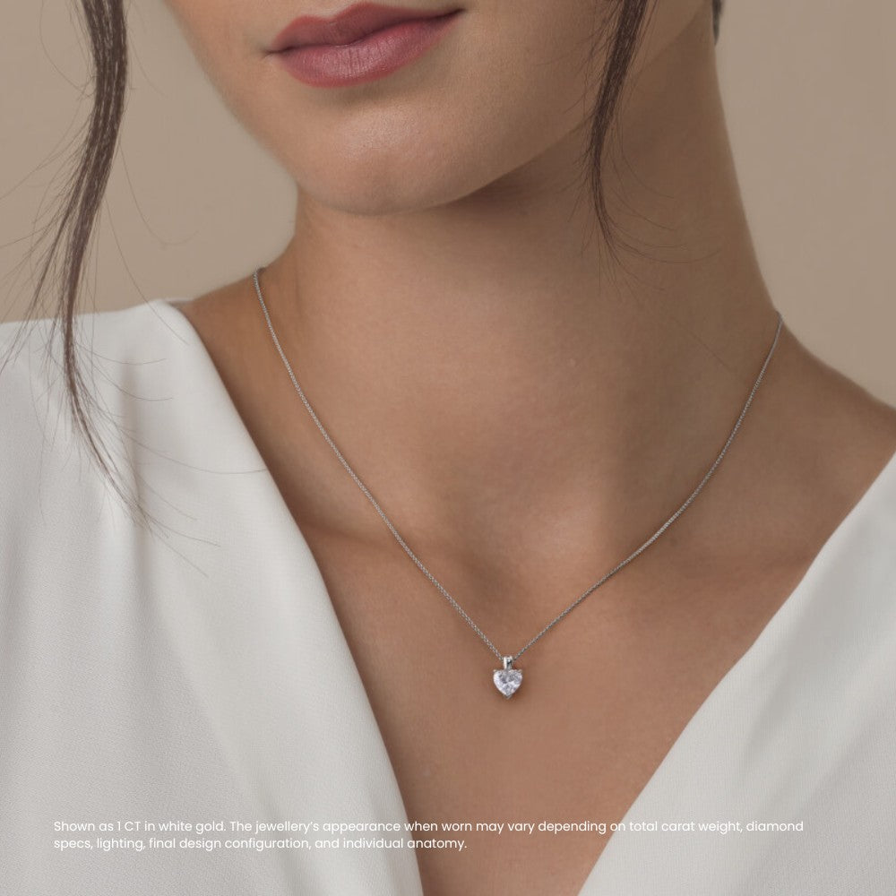 Heart Diamond Solitaire Pendant Necklace⁠