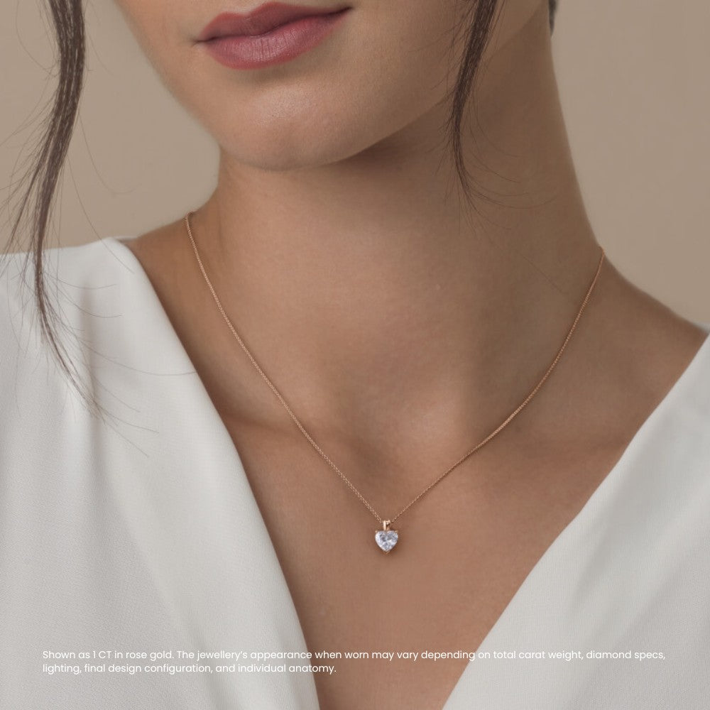 Heart Diamond Solitaire Pendant Necklace⁠