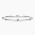 Pink Heart Tennis Lab Diamond Bracelet (8.5 ct. tw.) 18K White Gold