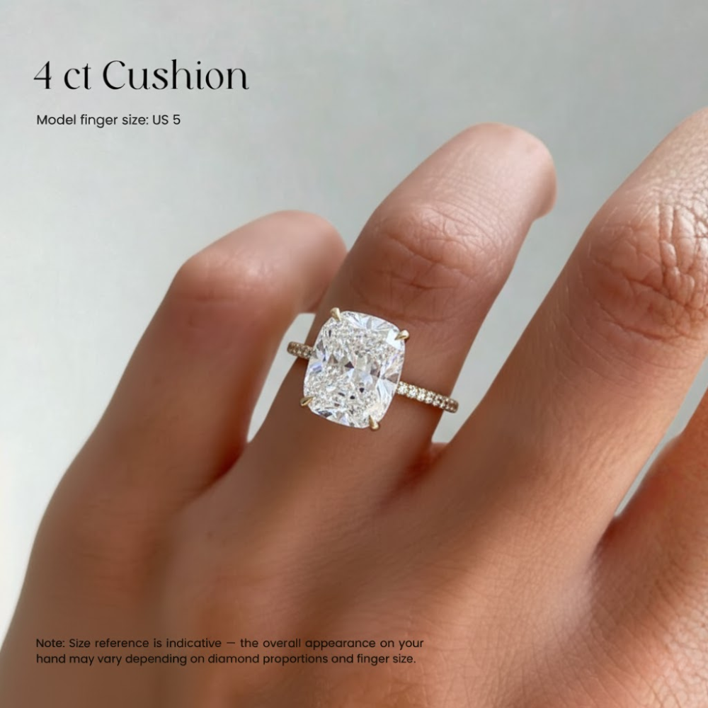 4 Carat Pave Lab Grown Diamond Engagement Ring in 18k Gold