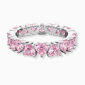 North-South Fancy Pink Heart Eternity Lab Grown Diamond Band Ring 18K Gold