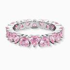 18K Solid Gold Fancy Pink Heart Eternity Lab Diamond Band
