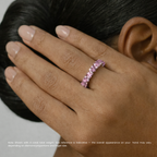 18K Solid Gold Fancy Pink Heart Eternity Lab Diamond Band