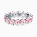 18K Solid Gold Fancy Pink Heart Diamond Eternity Band
