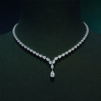 Graduated Pear Diamond Tennis Necklace with Drop Pendant⁠