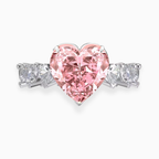 18K Solid Gold 7 Carat Pink Heart Lab Diamond Ring