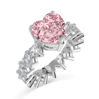 18K Solid Gold 7 Carat Pink Heart Lab Diamond Ring