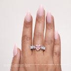 18K Solid Gold 7 Carat Pink Heart Lab Diamond Ring