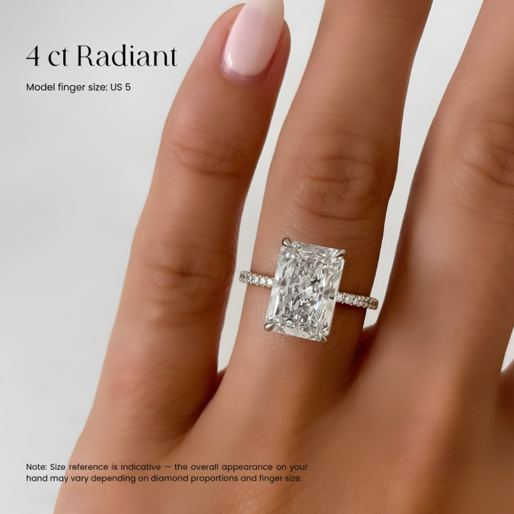 4 Carat Pave Lab Grown Diamond Engagement Ring in 18k Gold