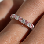 18K Solid Gold Pink White Heart Eternity Lab Diamond Band