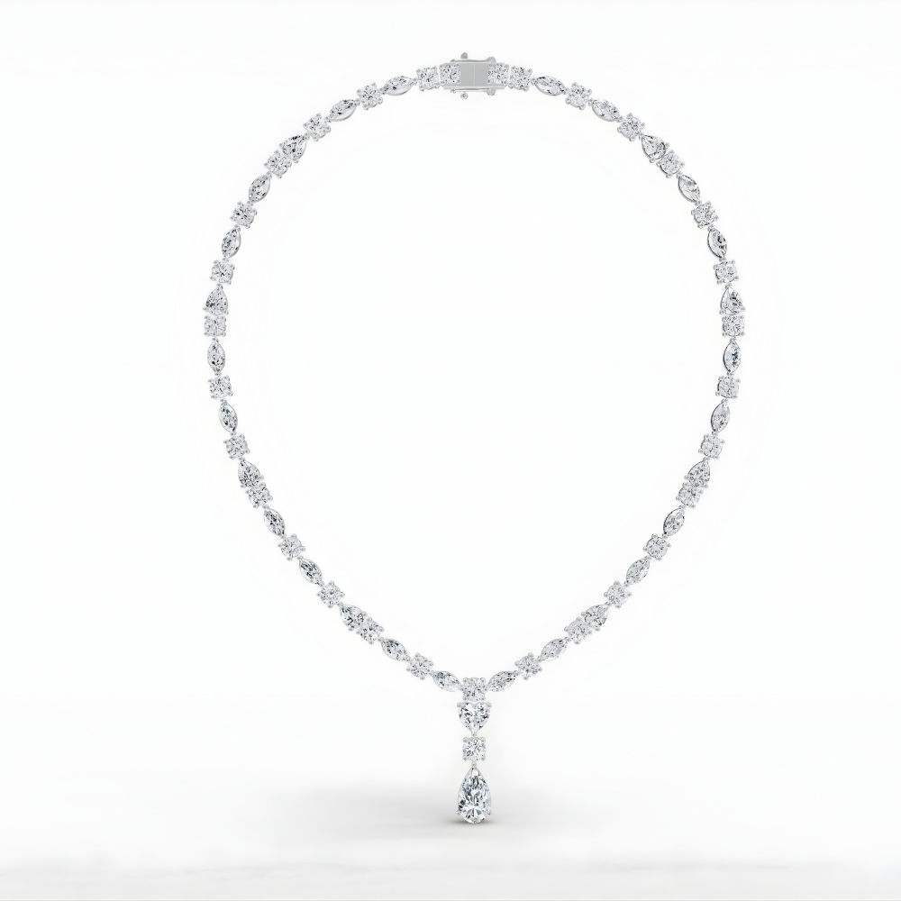 Amoura Round, Marquise, Pear Lab Diamond (34 ct.) Necklace (16 in | 40 cm) 18K White Gold