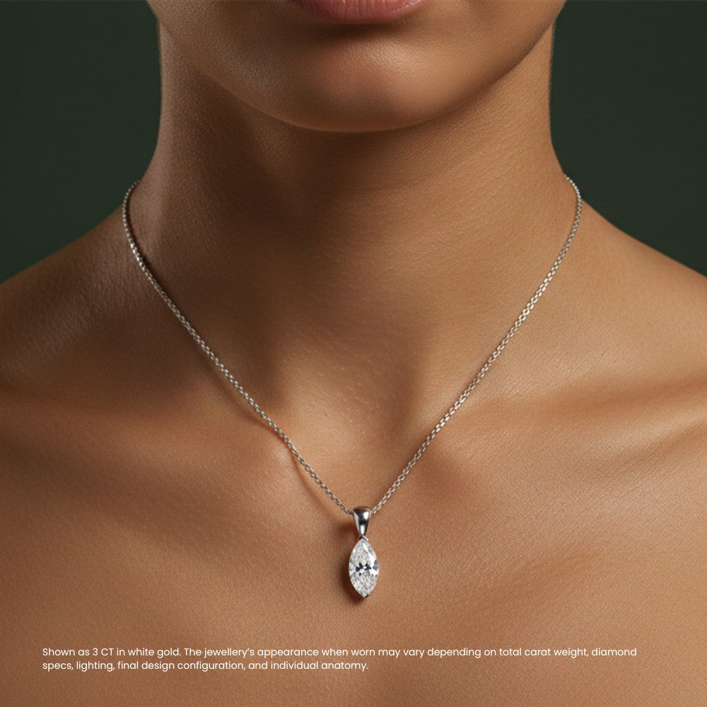 Marquise Diamond Solitaire Pendant Necklace⁠