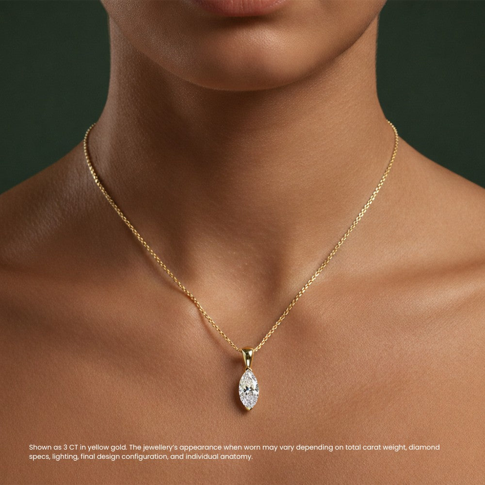 Marquise Diamond Solitaire Pendant Necklace⁠