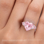 18K Solid Gold Fancy Pink Heart Quartet Pavé Lab Diamond Ring