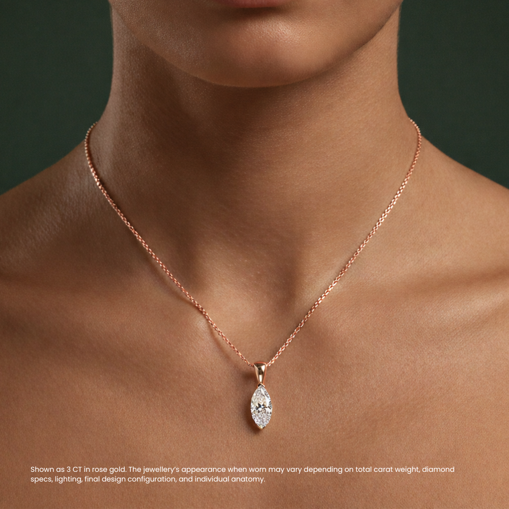 Marquise Pendant  Lab Diamond Necklace 18K Gold