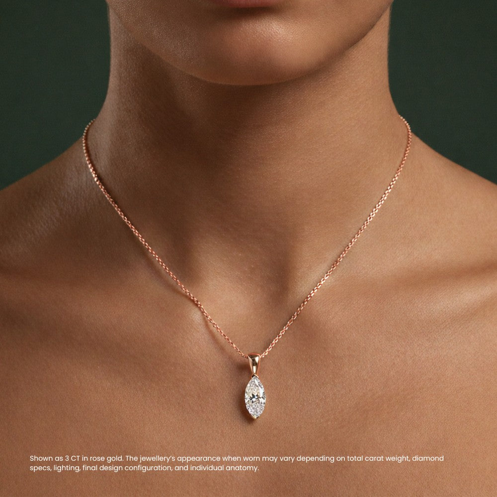 Marquise Diamond Solitaire Pendant Necklace⁠