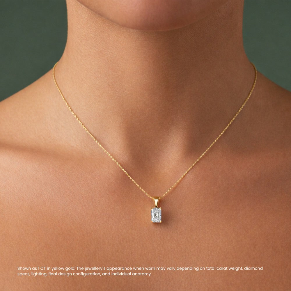 Radiant Diamond Solitaire Pendant Necklace⁠