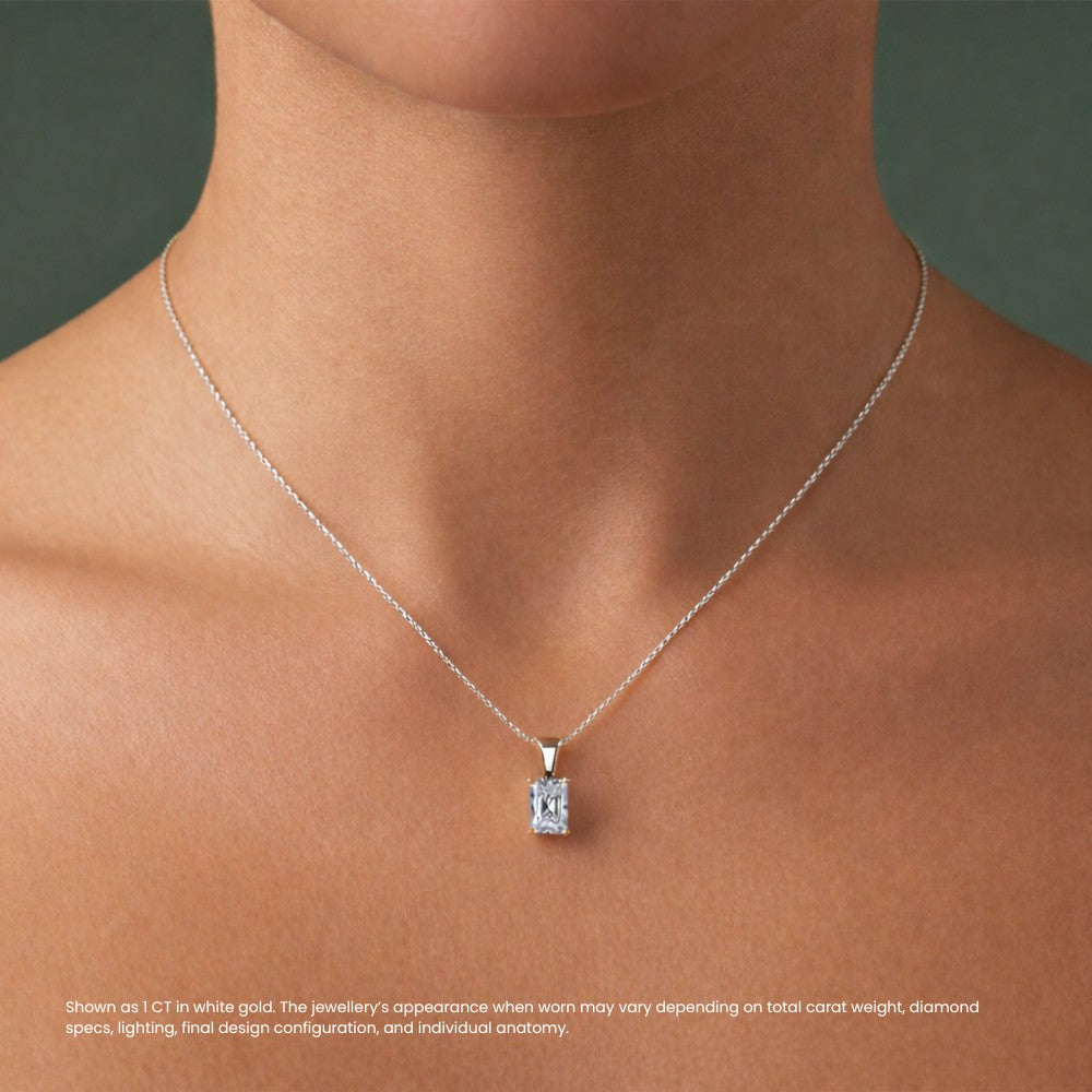 Radiant Diamond Solitaire Pendant Necklace⁠