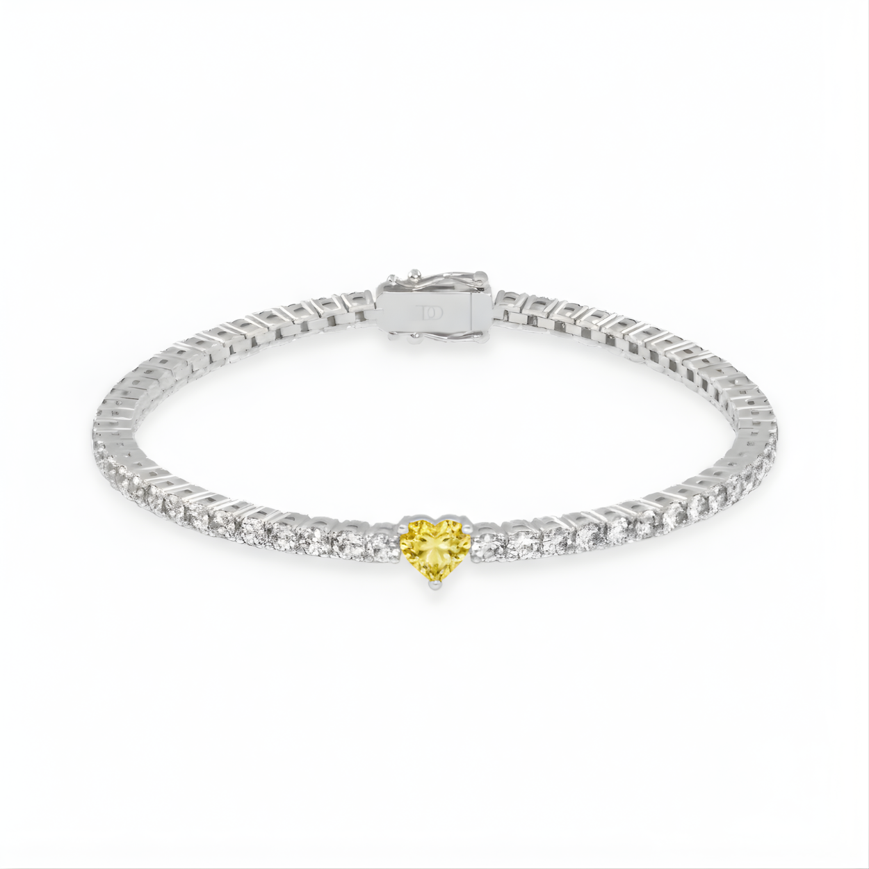 Fancy Yellow Heart Tennis Lab Diamond Bracelet (5 ct. tw.) 18K White Gold