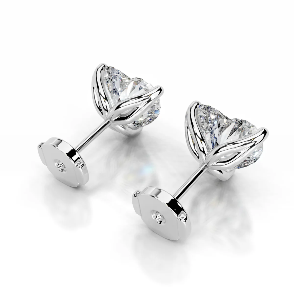 Heart Stud Lab Diamond Earrings ( 2 ct * 2 ) 18K Gold