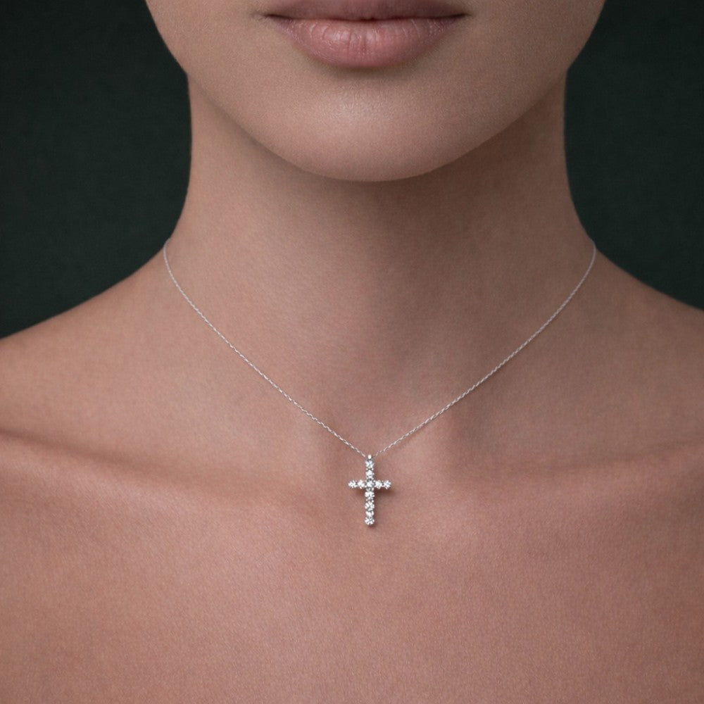 Classic Diamond Cross Pendant Necklace⁠