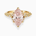 Therese Accents Fancy Pink Marquise Lab Diamond Ring (Marquise Side Diamonds) on a Vintage Band in Yellow Gold 18K
