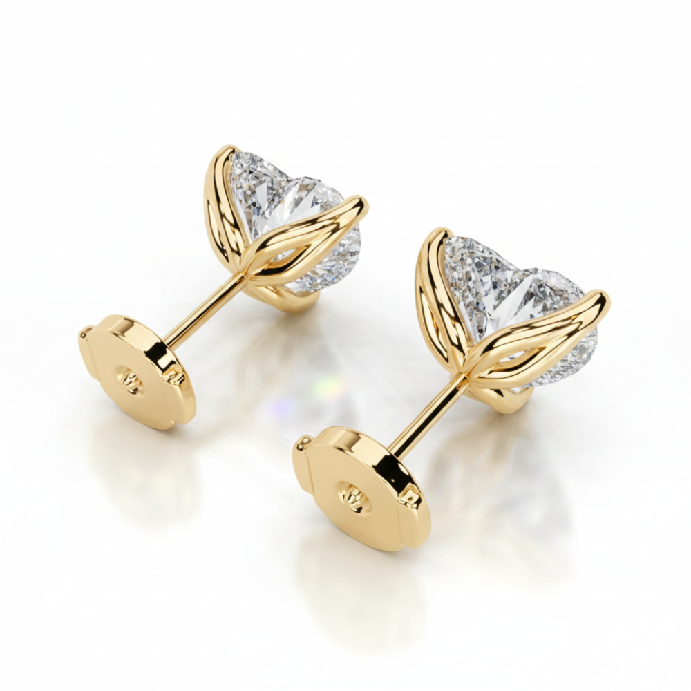 Heart Stud Lab Diamond Earrings ( 1 ct * 2 ) 18K Gold
