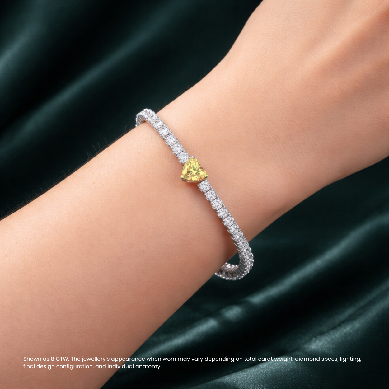 Fancy Yellow Heart Tennis Lab Diamond Bracelet (5 ct. tw.) 18K White Gold