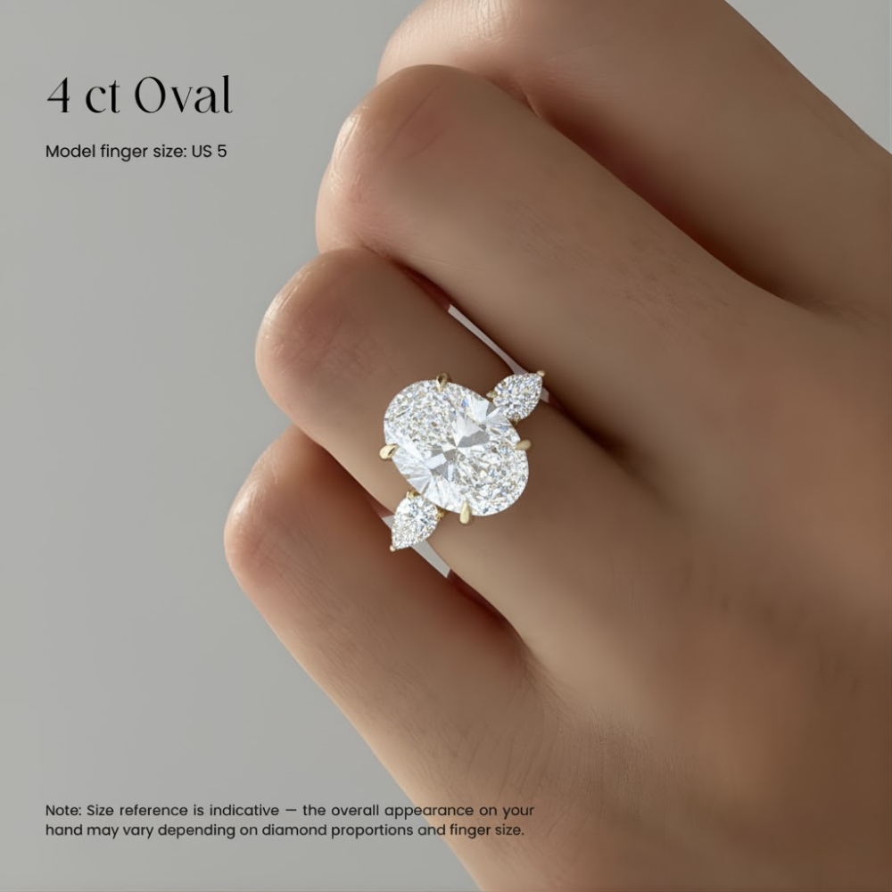 Pear Cut Three-Stone Engagement Ring in Solid Gold⁠