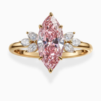 Pink Marquise Cut Cluster Engagement Ring in Solid Gold