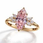 Pink Marquise Cut Cluster Engagement Ring in Solid Gold