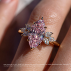 Pink Marquise Cut Cluster Engagement Ring in Solid Gold