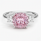18K Solid Gold Fancy Color Round Side Stone Ring