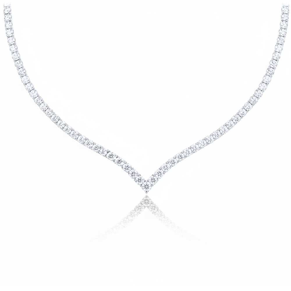V-Shaped Tennis Lab Diamond (15 ct.) Necklace (16 in.) 18K White Gold
