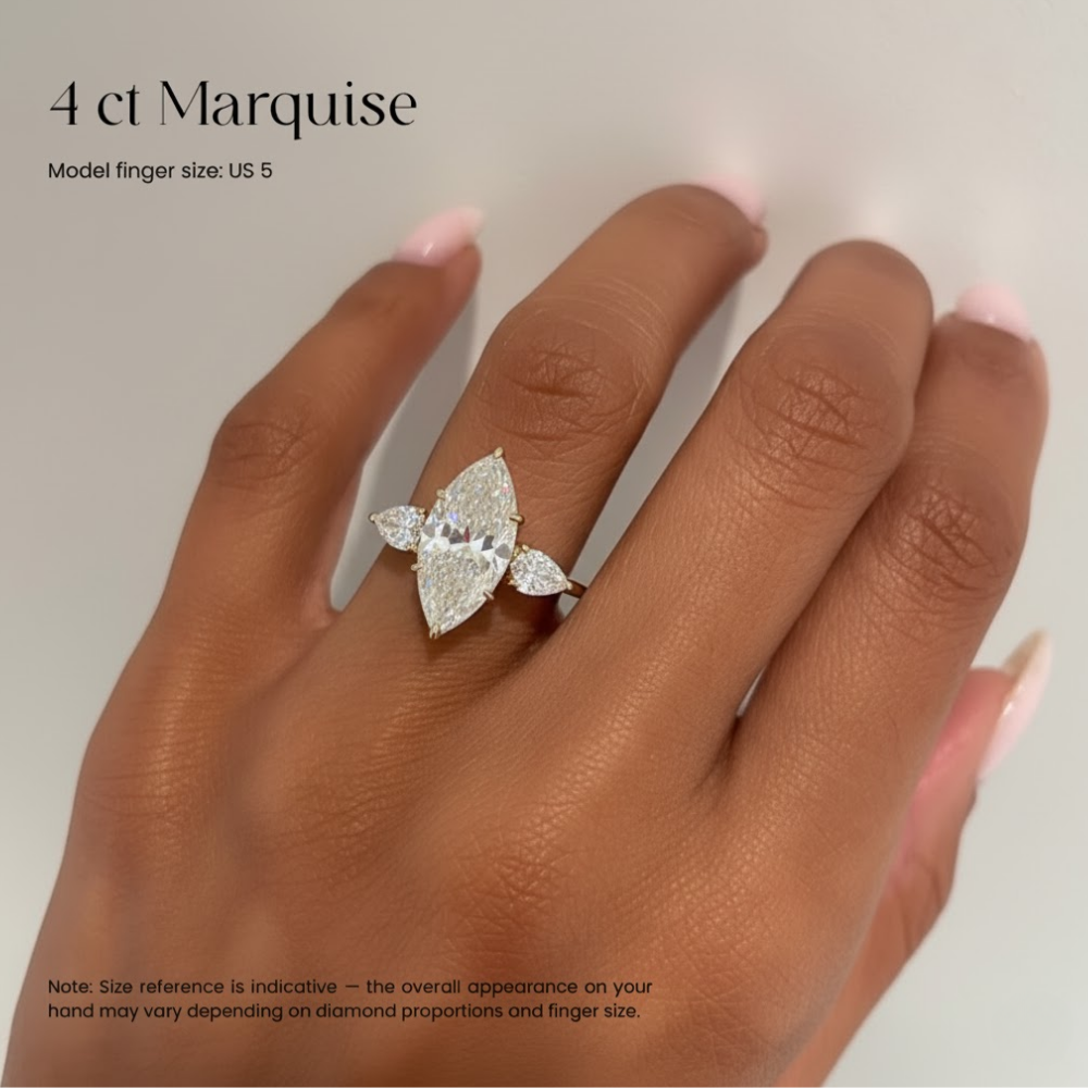 Pear Cut Three-Stone Engagement Ring in Solid Gold⁠