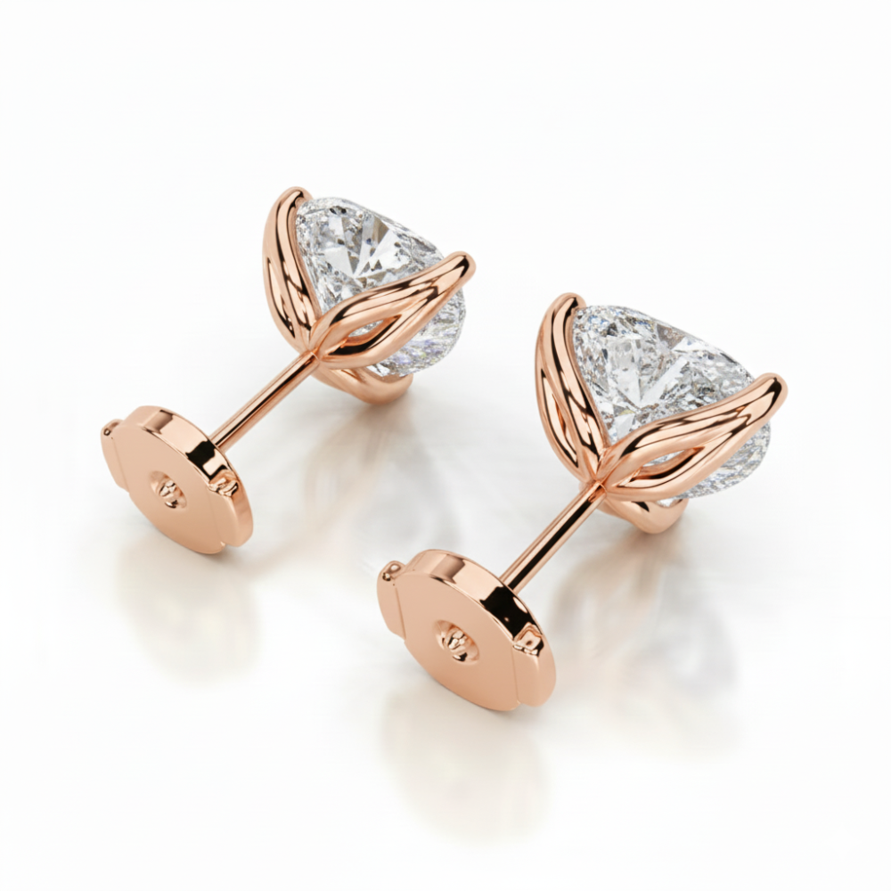 Heart Stud Lab Diamond Earrings ( 4 ct * 2 ) 18K Gold