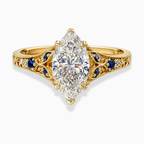 Vintage Marquise Cut Filigree Engagement Ring in Solid Gold⁠