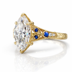 Vintage Marquise Cut Filigree Engagement Ring in Solid Gold⁠
