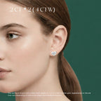 18K Solid Gold Heart Lab Diamond Stud Earrings