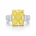 Shamsa Fancy Yellow Radiant on a Graduating Radiant Eternity Band Lab Diamond Ring in White Gold 18K