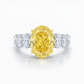 Nathalie Fancy Yellow Oval on an Oval Eternity Band Lab Diamond Ring in White Gold 18K
