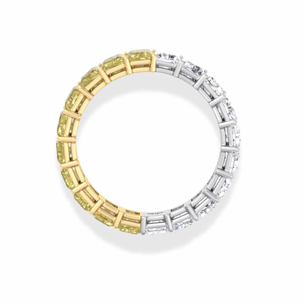 18K Solid Gold Fancy Yellow Radiant Lab Diamond Eternity Band